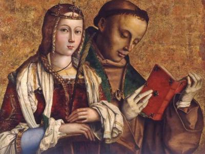 Bernardino Zaganelli (1460/70 - 1509) attr., “Santa Caterina e San Lorenzo”.